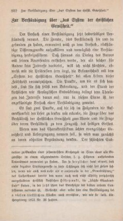 102-124 Zur Verständigung über "das System der christlichen Gewißheit"