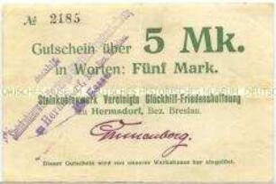 Hersdorf, Steinkohlenwerk, 5 Mark