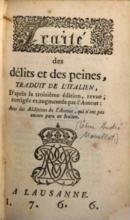 Traité des délits et des peines