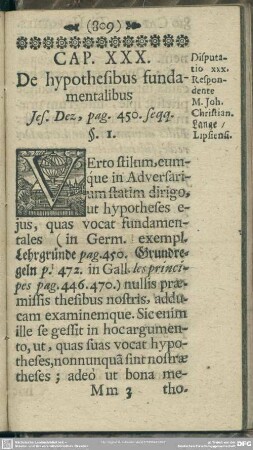 Cap. XXX. De hypothesibus fundamentalibus