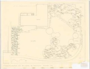 Garten Dr. Heidenhain, Kleinmachnow: Lageplan mit Staudenpflanzplan 1:50