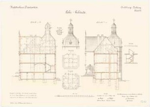 Kadettenhaus, Oranienstein: Lehrgebäude: Querschnitte 1:100