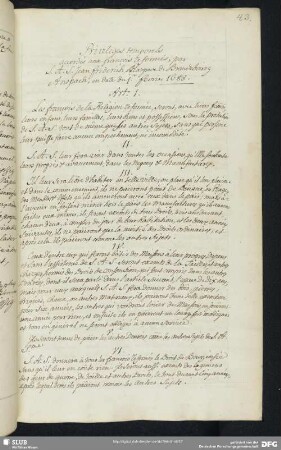 S. 43-61. Schriftstücke, die französischen Emigranten in den brandenburgischen Landen betr. 1688 u. 1717-1719 u. 1735.