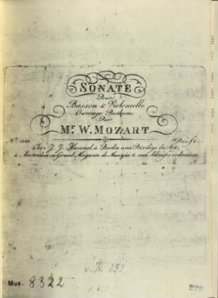 Sonate pour basson & violoncelle : ouvrage posthume