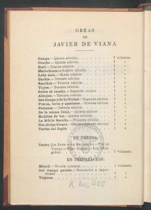Obras de Javier de Viana