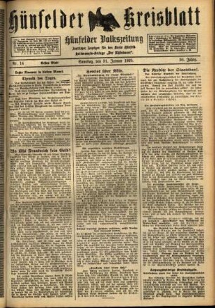 Erste Ausgabe vom Samstag, den 31. Januar 1925.