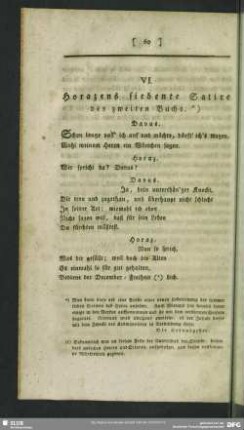 VI. Horazens siebente Satire des zweiten Buchs