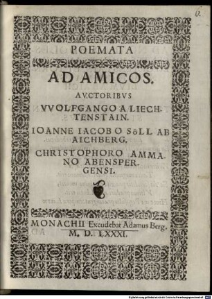 Poemata ad amicos ...