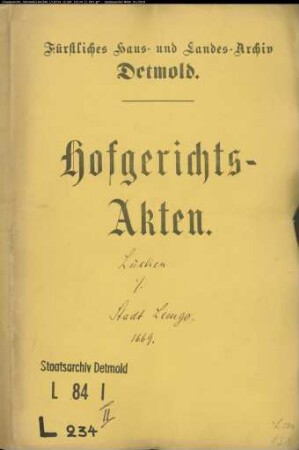 Lücke, Hermann gegen Stadt Lemgo - Schuldforderung