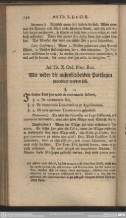 Ad. Tit. X. Ord. Proc. Rec. Wie wider die außenbleibenden Partheyen procediret werden soll