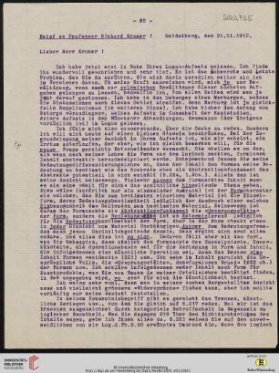 Heid. Hs. 3820,435: Brief von Emil Lask an Richard Kroner