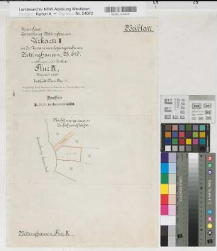Bettinghausen (Bad Sassendorf), Zusammenlegung in der Feldmark Bettinghausen, Urkarte 2 Beiblatt Flur 9