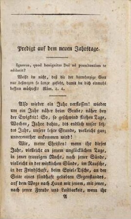 Sechs und dreissig christliche Ermahnungen, Predigten und Christenlehren, eines Seelsorgers auf dem Lande an seine Pfarrgemeinde, 1