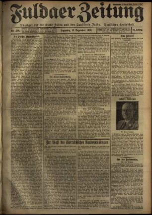 Erste Ausgabe vom Samstag, den 15. Dezember 1928.