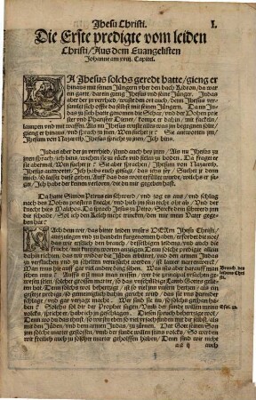 Die Passion Christi : jnn VI. Predigt geteilet ; Für arme Pfarherrn, das sie jnn der Karwochen auff einen jden tag eine sonderliche Predigt haben