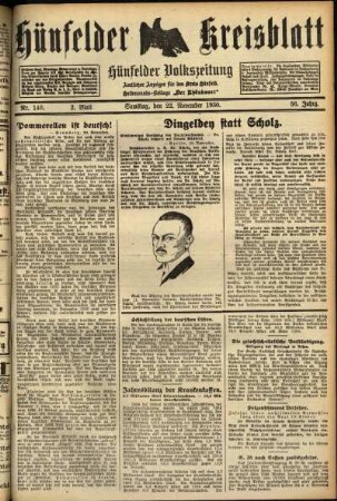 Zweite Ausgabe vom Samstag, den 22. November 1930.