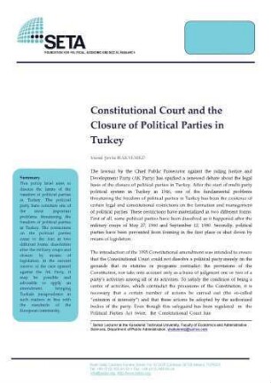 Constitutional court and the closure of political parties in Turkey