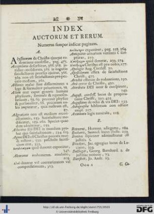 Index Auctorum Et Rerum.