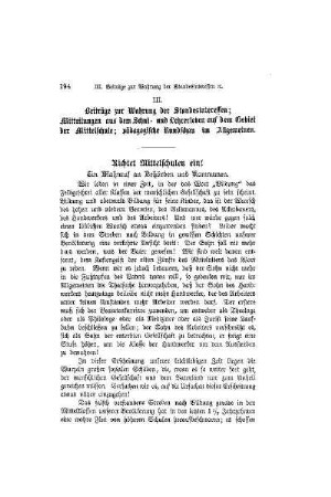Richtet Mittelschulen ein!
