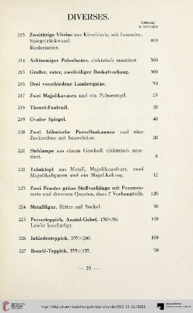 Diverses (Nr. 213-238)