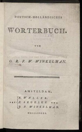 Deutsch-Holländisches Wörterbuch
