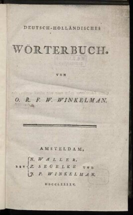 Deutsch-Holländisches Wörterbuch