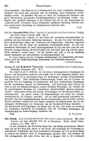 462-463, Max Hirsch. Das Geschlechtsleben und seine Abnormitäten. 1908