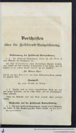 Vorschriften über die Felddienst-Auszeichnung.