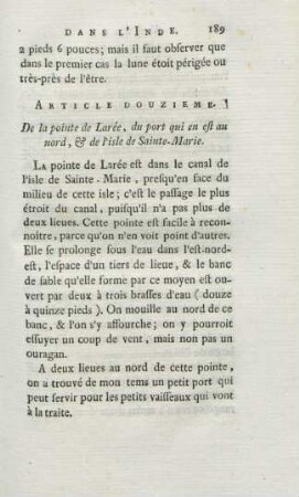 Article douzieme. De la pointe de Larée, du port qui en est au nord, ...
