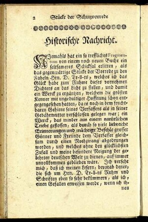Historische Nachricht.