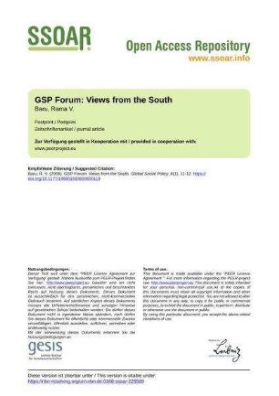 GSP Forum: Views from the South