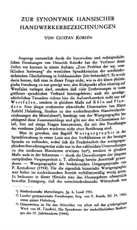Zur Synonymik hansischer Handwerkerbezeichnungen