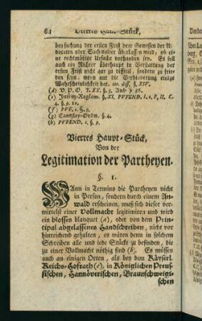 64-80, Viertes Haupt-Stück, von der Legitimiation der Partheyen