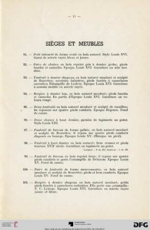 Sièges et meubles (Nr. 91-129)