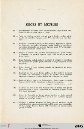 Sièges et meubles (Nr. 91-129)