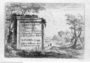 Varie vedute di Roma Antica, e Moderna Disegnate e Intagliate da Celebri Autori, Titelblatt mit Ruinenlandschaft
