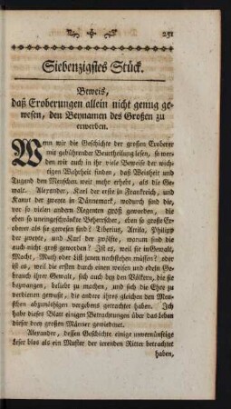 Siebenzigstes Stück