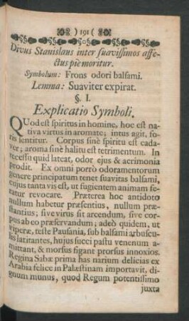 Divus Stanislaus inter suavissimos affectus piè moritur