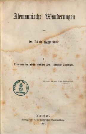 Alemannische Wanderungen, 1. Ortsnamen der keltisch-römischen Zeit, Slavische Siedlungen