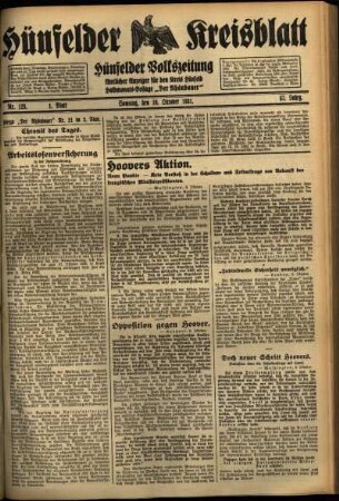 Erste Ausgabe vom Samstag, den 10. Oktober 1931.