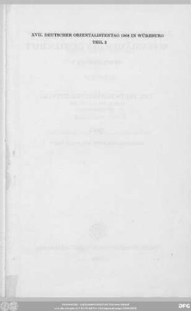 Supplement I, 3: XVII. Deutscher Orientalistentag (1968): Zeitschrift der Deutschen Morgenländischen Gesellschaft : ZDMG