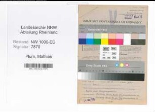 Entnazifizierung Mathias Plum, geb. 21.03.1891 (Lokfuehrer)