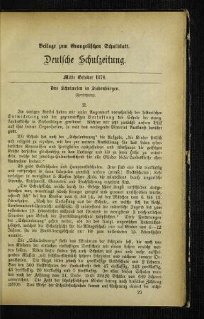 ¬Das¬ Schulwesen in Siebenbürgen : (Fortsetzung)