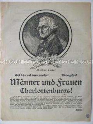 Flugblatt der DNVP zur preußischen Landtagswahl am 20.02.1921 mit polemischer Charakterisierung anderer Parteien