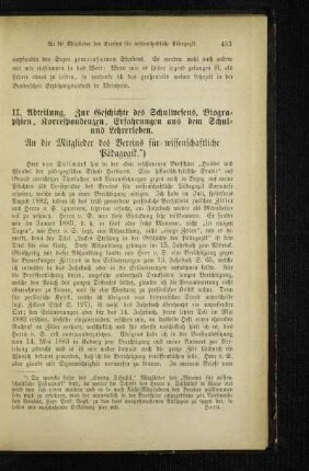 An die Mitglieder des Vereins für wissenschaftliche Pädagogik
