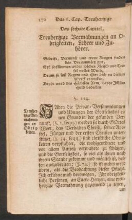 Das sechste Capitel, Treuhertzige Vermahnungen an Obrigkeiten, Lehrer und Zuhörer.