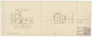 Wohnhaus Mildenberger, Hochberg Baueingabe: Grundriss Kellergeschoss, Schnitt 1:100