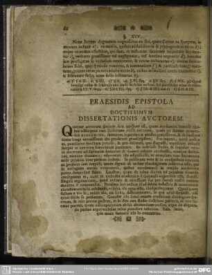 Praesidis Epistola Ad Doctissimum Dissertationis Auctorem