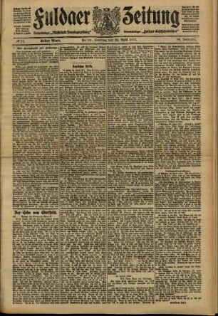 Erste Ausgabe vom Samstag, den 22. April 1911.