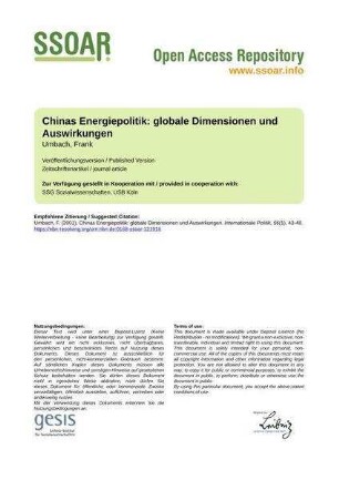 Chinas Energiepolitik: globale Dimensionen und Auswirkungen